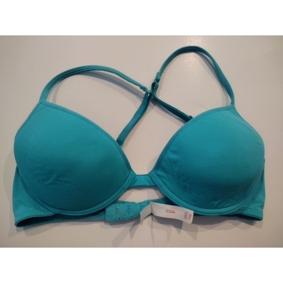 Pink Victoria's Secret turquoise plunge push up underwire bra size 34B - Picture 3 of 9